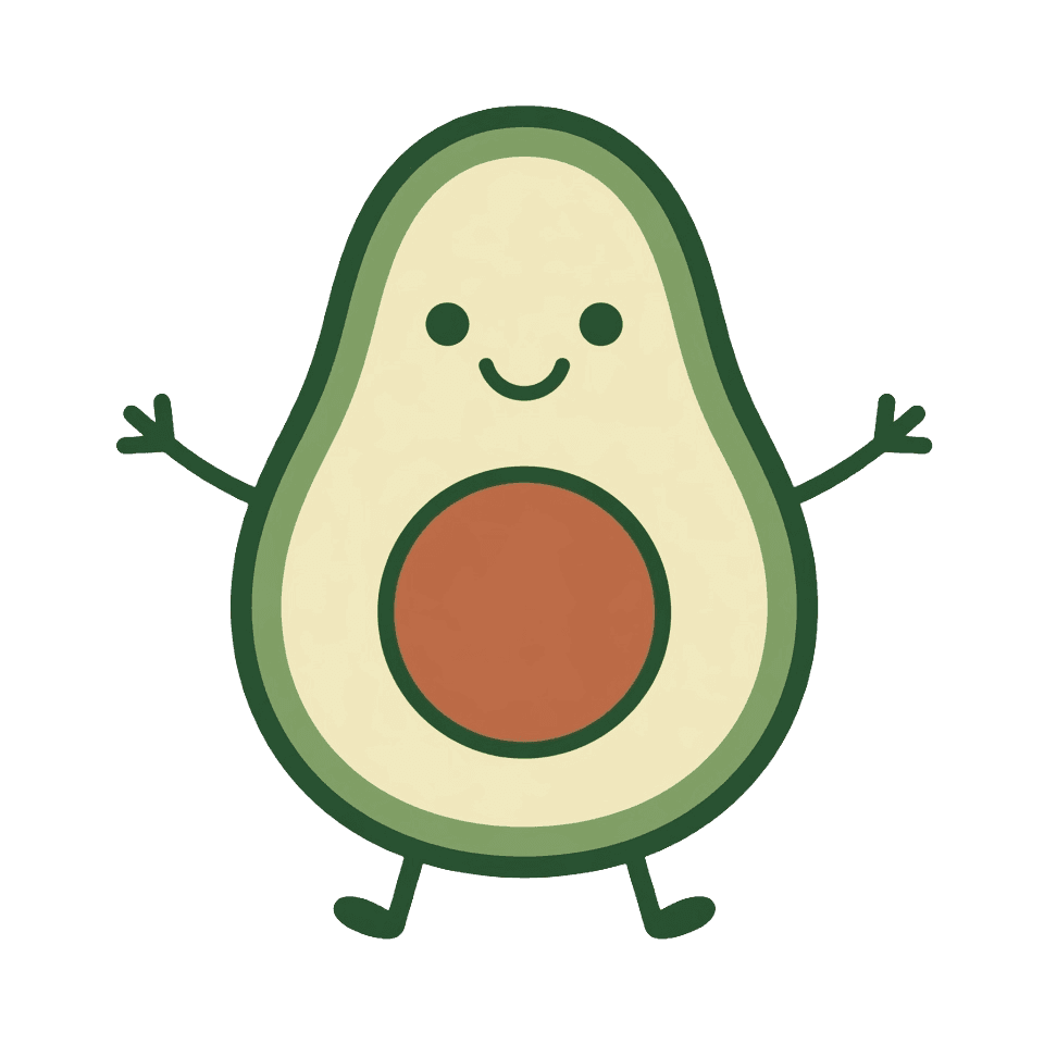 Cheerful cartoon avocado character