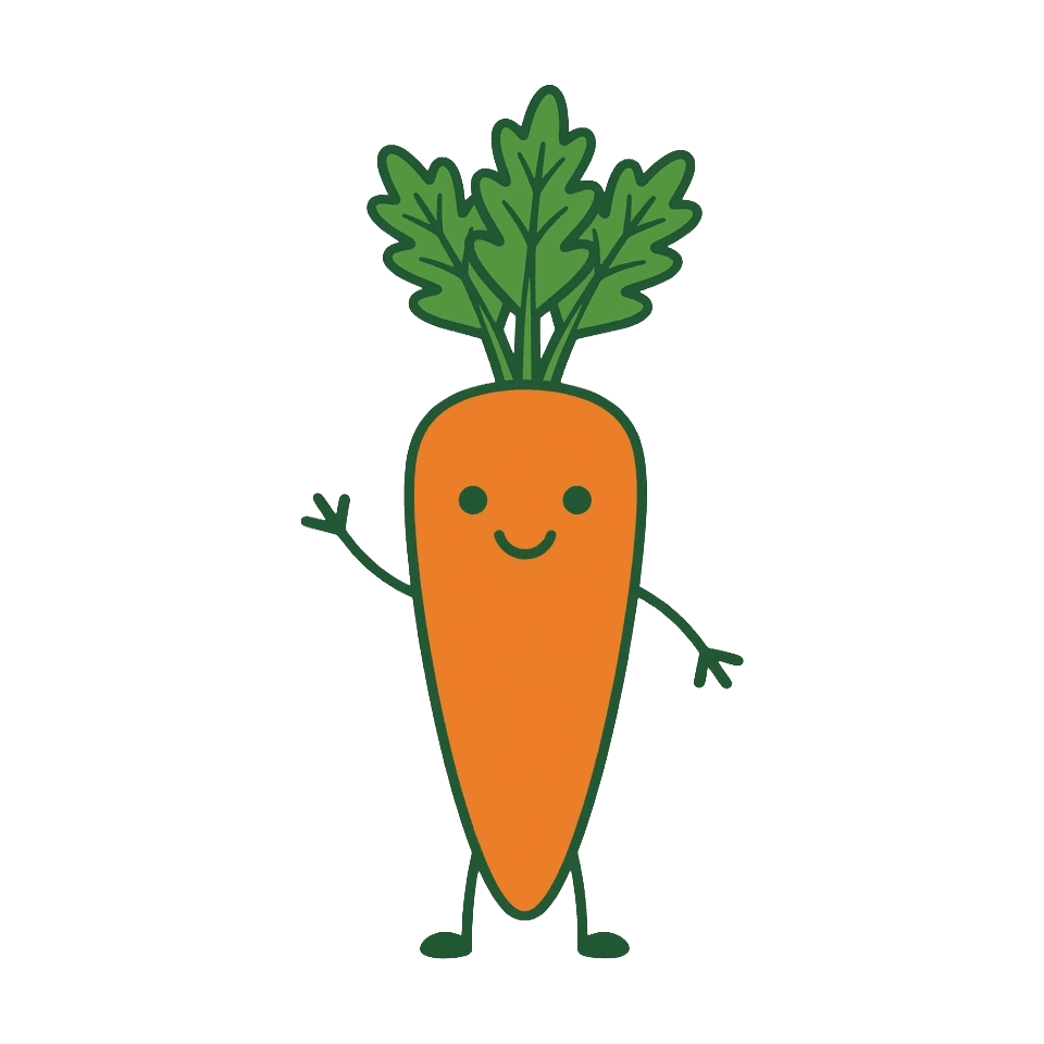Cheerful cartoon carrot character